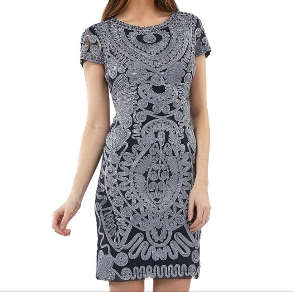 NWT J.S. Collection Soutache Ribbon Lace Mesh Sheath Dress - Picture 1 of 16